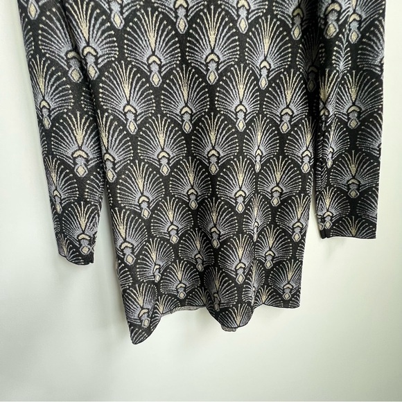 Reiss Annie Metallic Jacquard Long Sleeve Mini Dress Large Retro Glam Disco - Picture 16 of 16